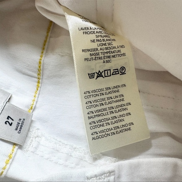 NWT Anthropologie Colette Linen Cropped Wide Leg Pants Maeve Magic Cream 27 - Picture 7 of 12